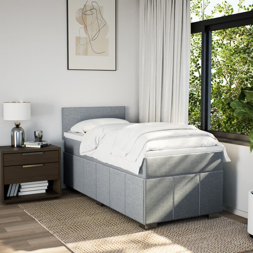 Boxspring met matras stof lichtgrijs 80x200 cm – afbeelding 4