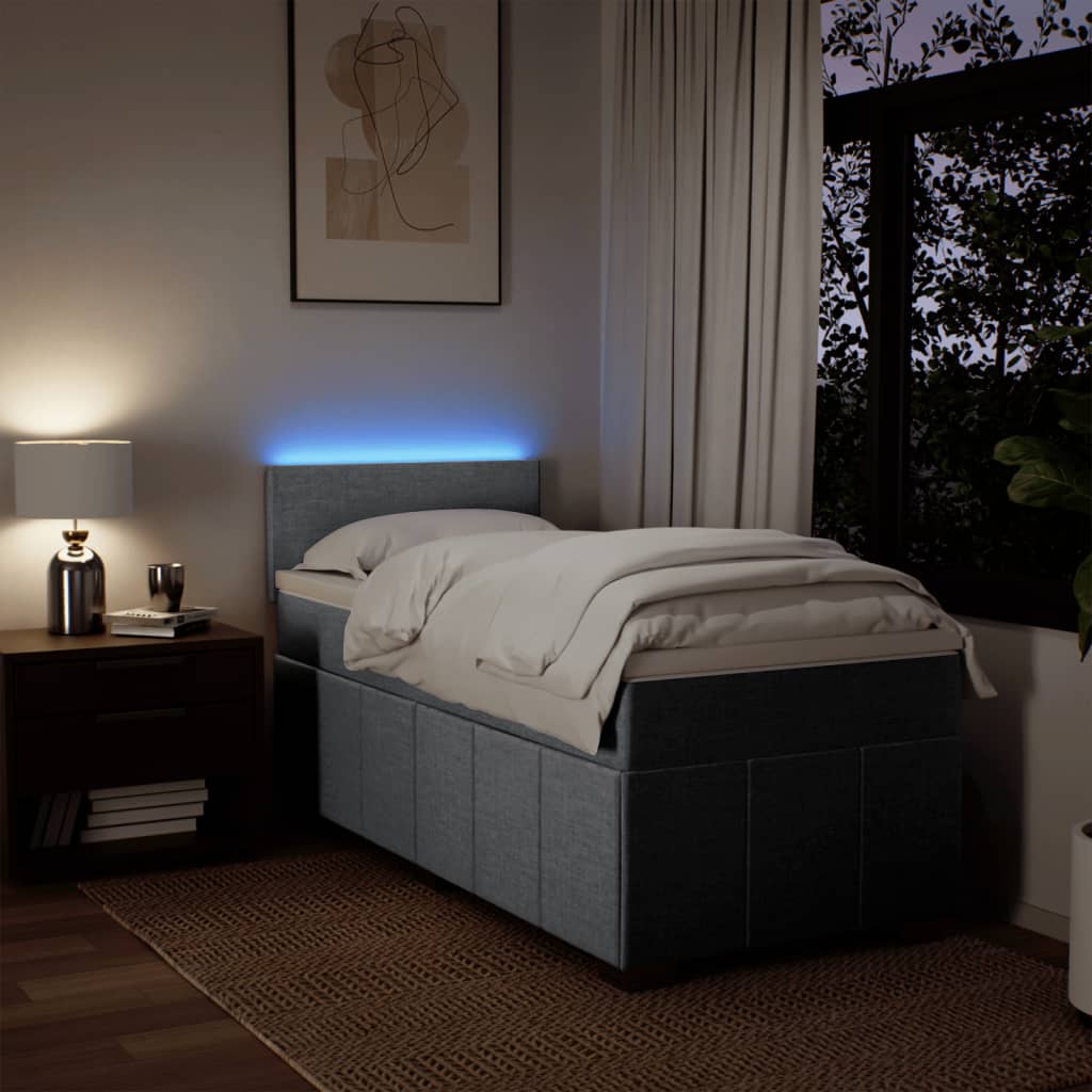 Boxspring met matras stof lichtgrijs 80x200 cm – afbeelding 5