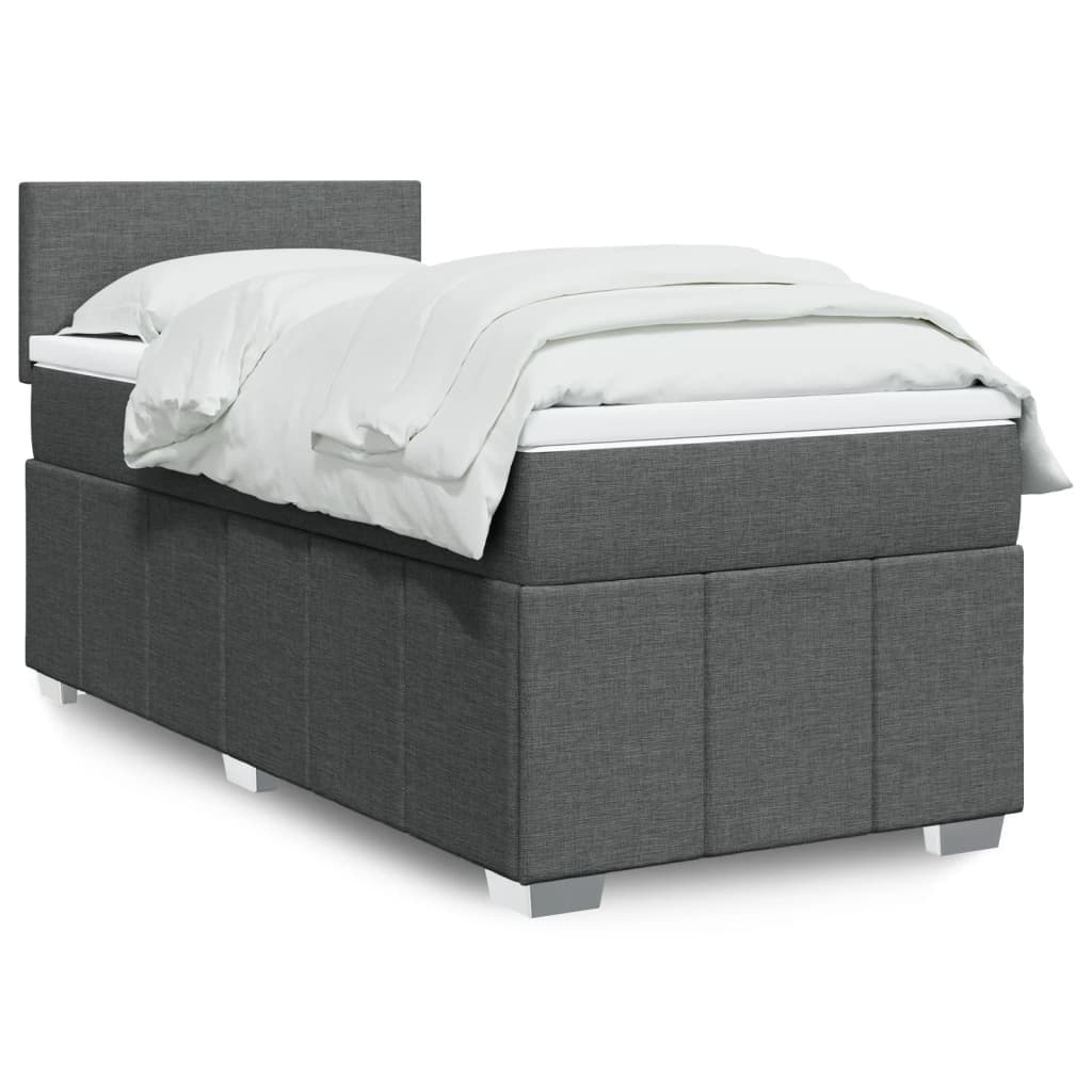 Boxspring met matras stof donkergrijs 80x200 cm – afbeelding 1
