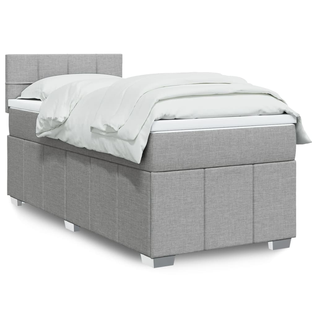 Boxspring met matras stof lichtgrijs 80x200 cm – afbeelding 1