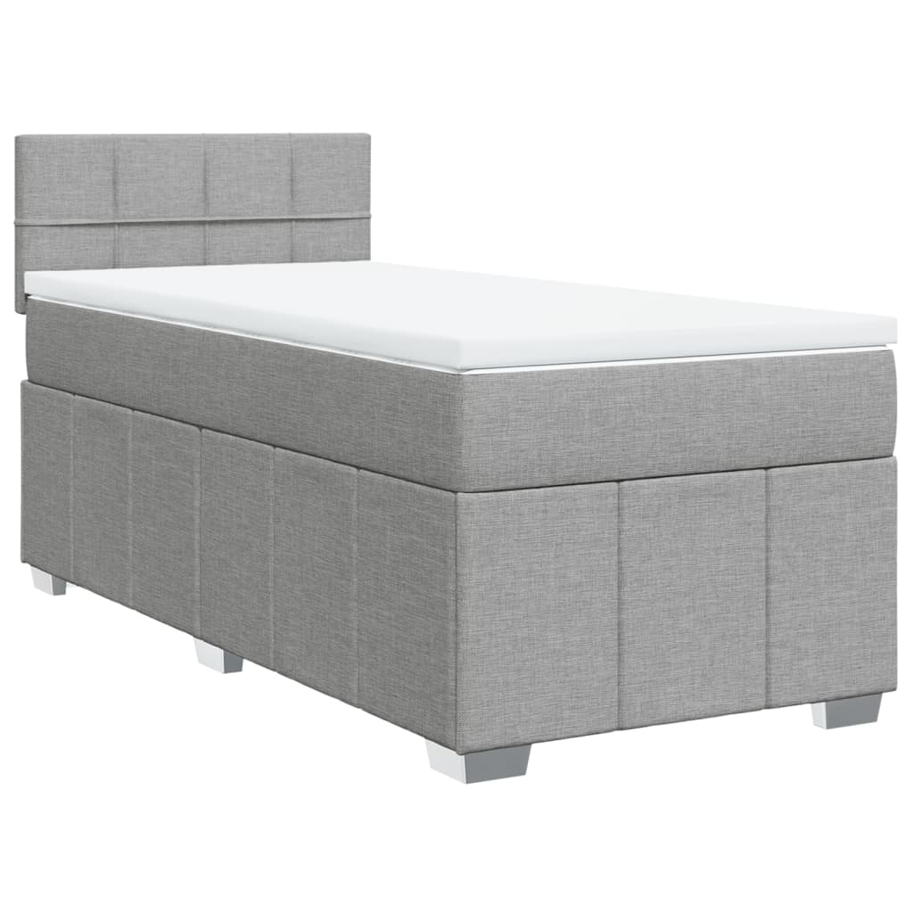 Boxspring met matras stof lichtgrijs 80x200 cm – afbeelding 3