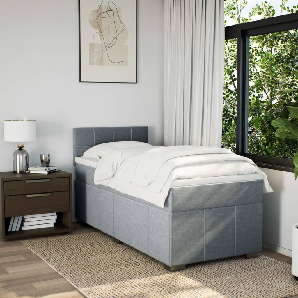 Boxspring met matras stof lichtgrijs 80x200 cm – afbeelding 4