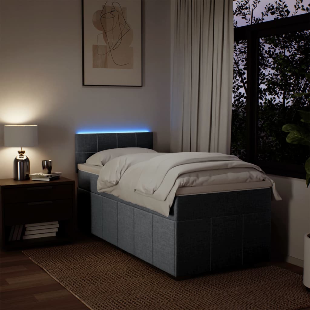 Boxspring met matras stof lichtgrijs 80x200 cm – afbeelding 5