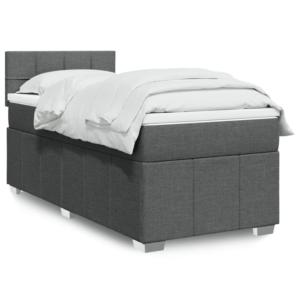 Boxspring met matras stof donkergrijs 80x200 cm – afbeelding 1