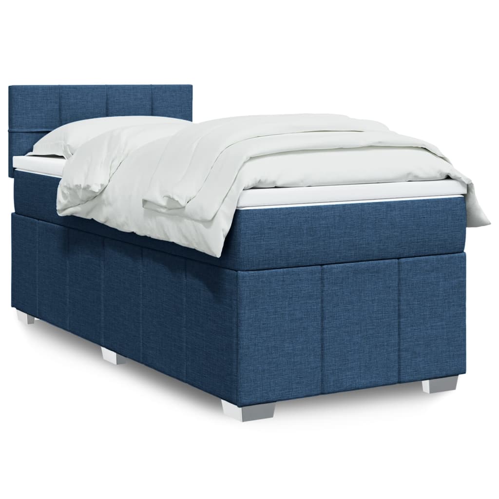 Boxspring met matras stof blauw 80x200 cm – afbeelding 1