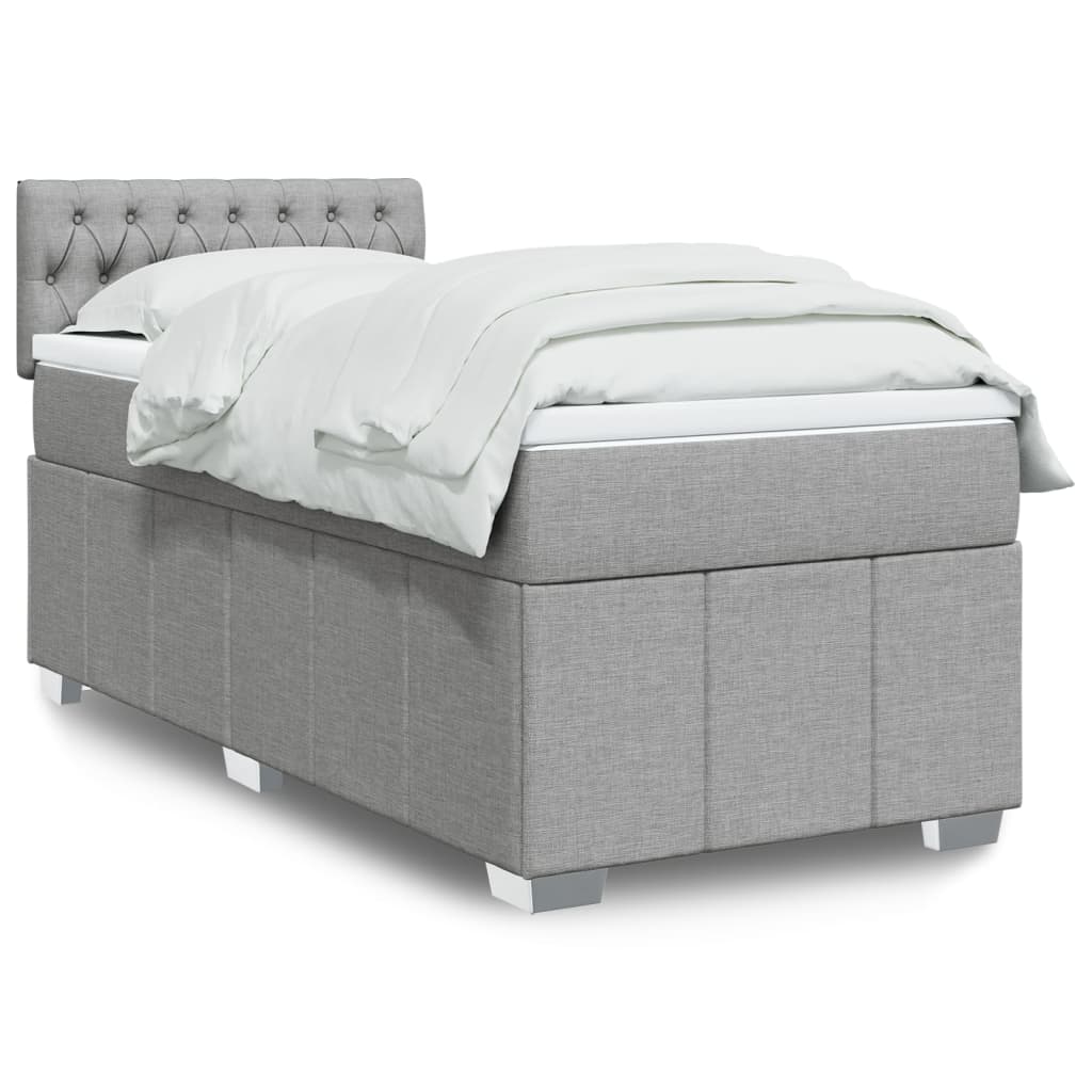 Boxspring met matras stof lichtgrijs 80x200 cm – afbeelding 1