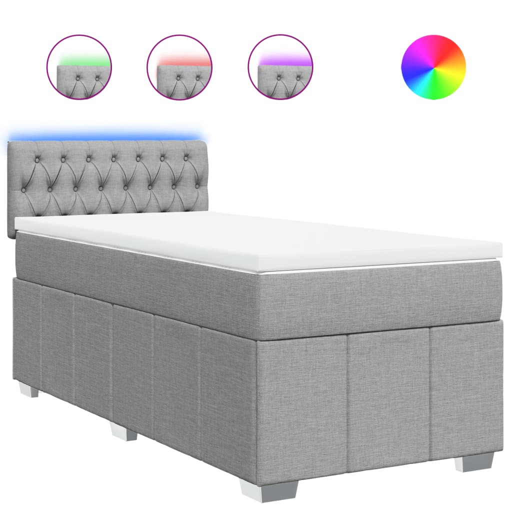 Boxspring met matras stof lichtgrijs 80x200 cm – afbeelding 2