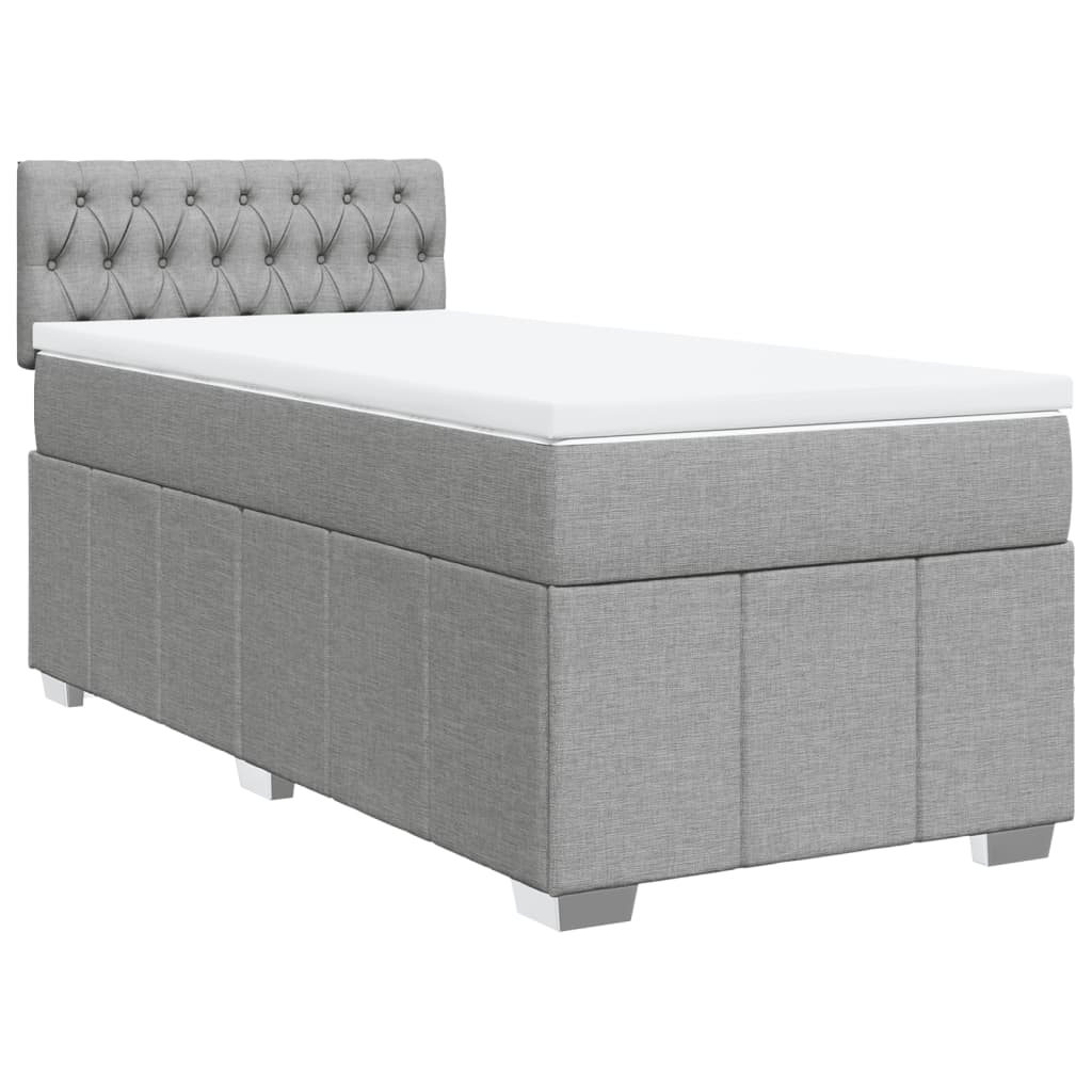 Boxspring met matras stof lichtgrijs 80x200 cm – afbeelding 3