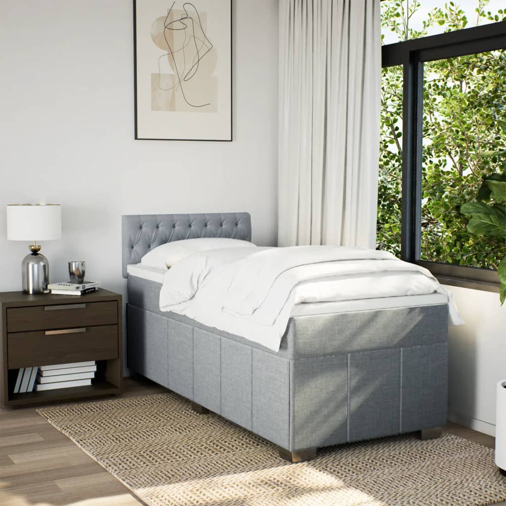 Boxspring met matras stof lichtgrijs 80x200 cm – afbeelding 4