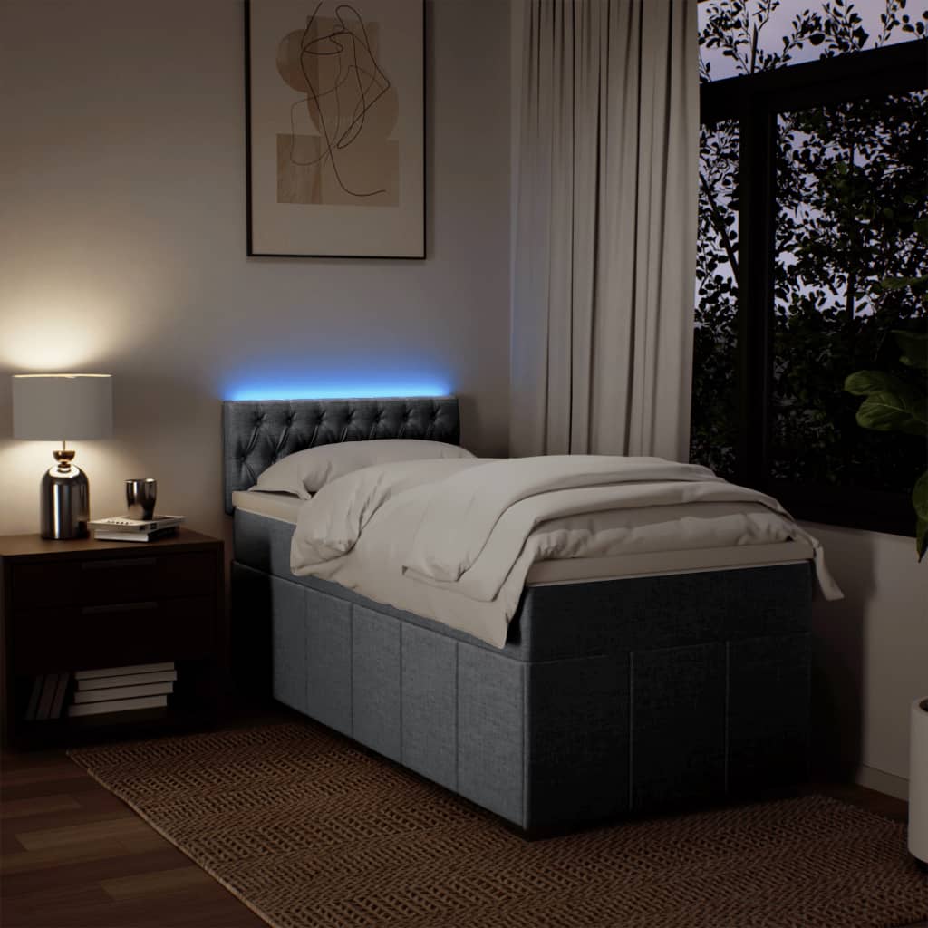 Boxspring met matras stof lichtgrijs 80x200 cm – afbeelding 5