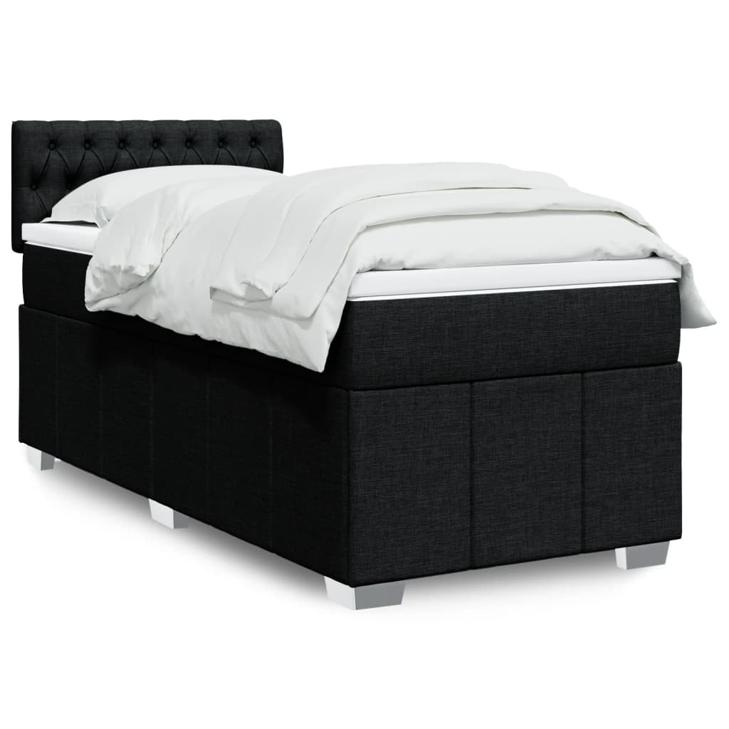 Boxspring met matras stof zwart 80x200 cm – afbeelding 1