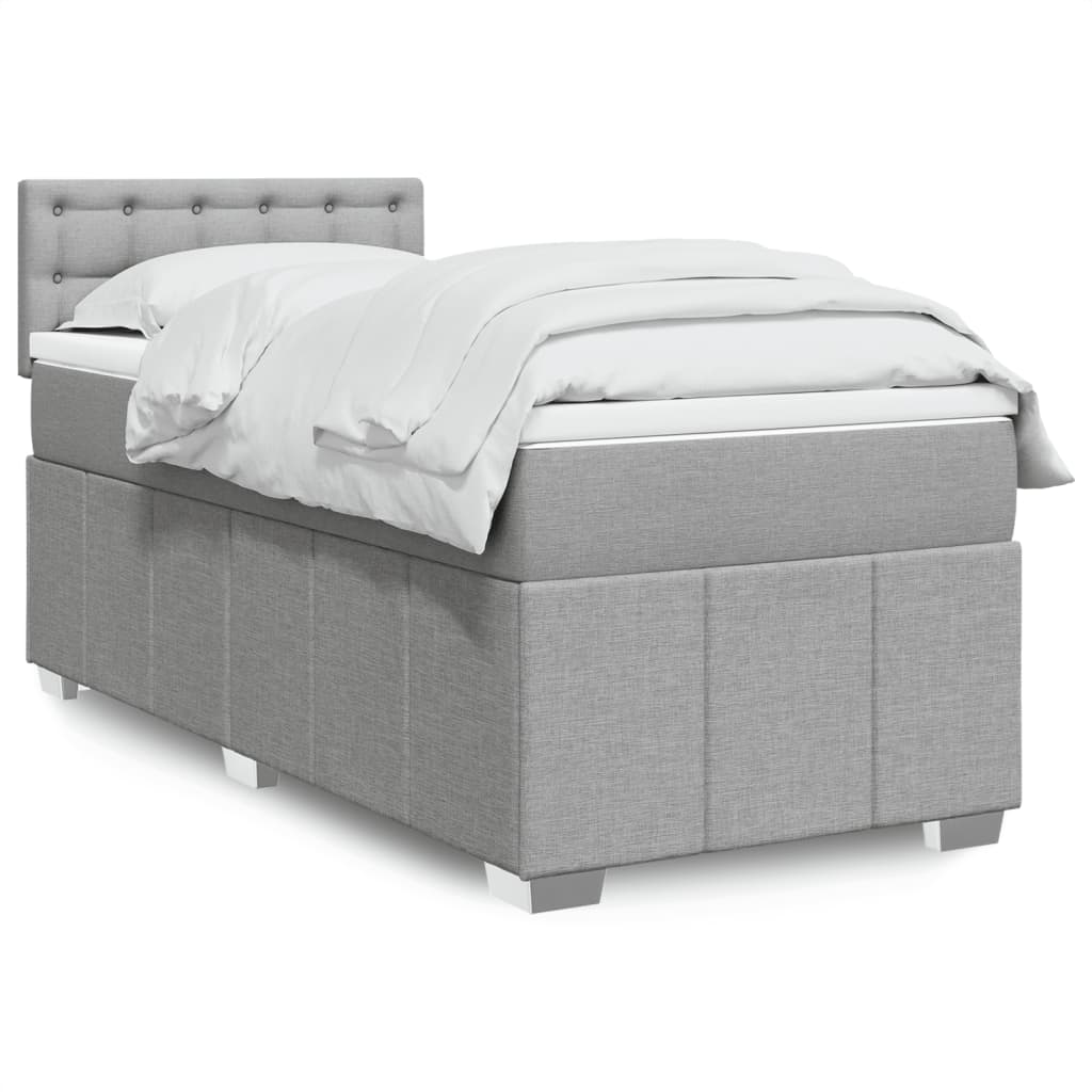 Boxspring met matras stof lichtgrijs 80x200 cm – afbeelding 1