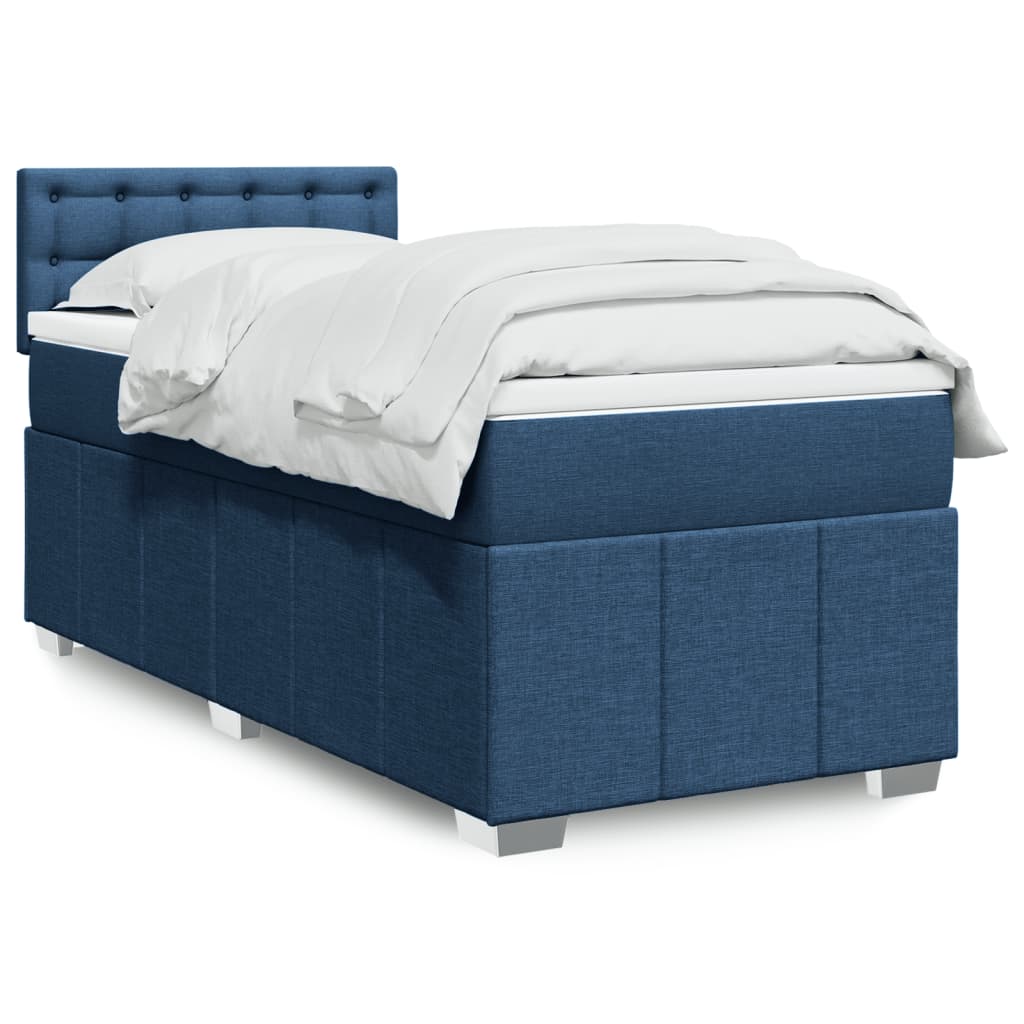 Boxspring met matras stof blauw 80x200 cm – afbeelding 1