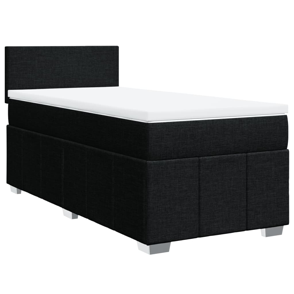 Boxspring met matras stof zwart 90x200 cm – afbeelding 3