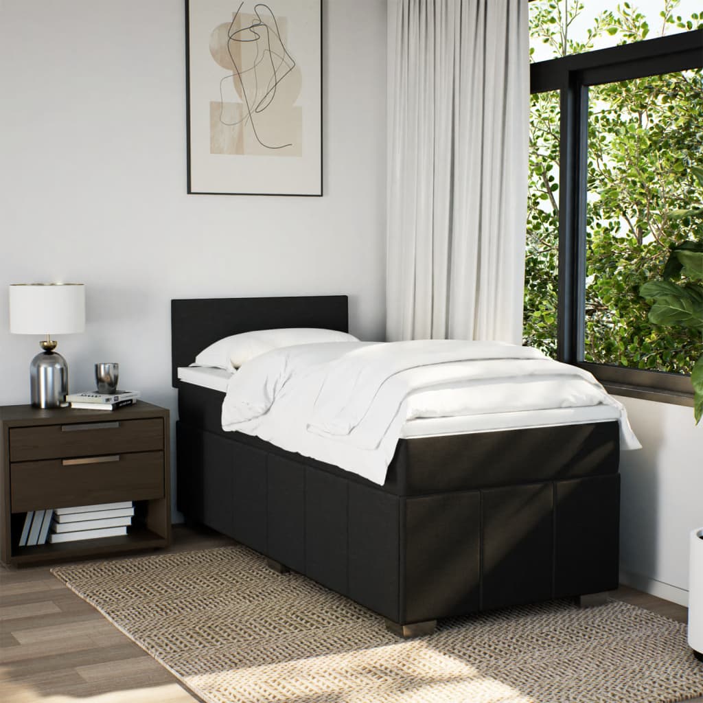 Boxspring met matras stof zwart 90x200 cm – afbeelding 5