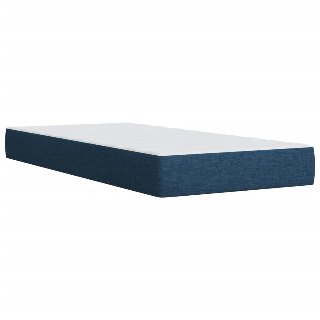 Boxspring met matras stof blauw 90x200 cm – afbeelding 10