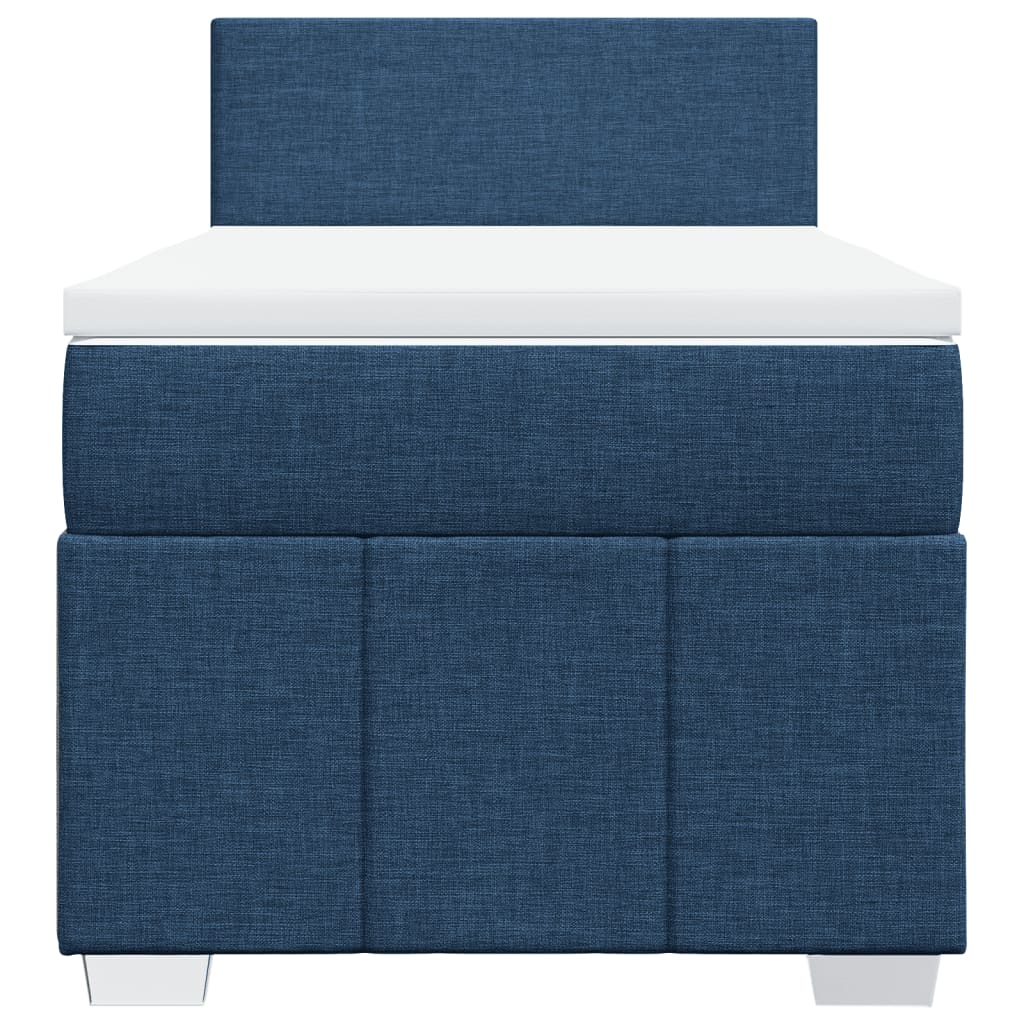 Boxspring met matras stof blauw 90x200 cm – afbeelding 6