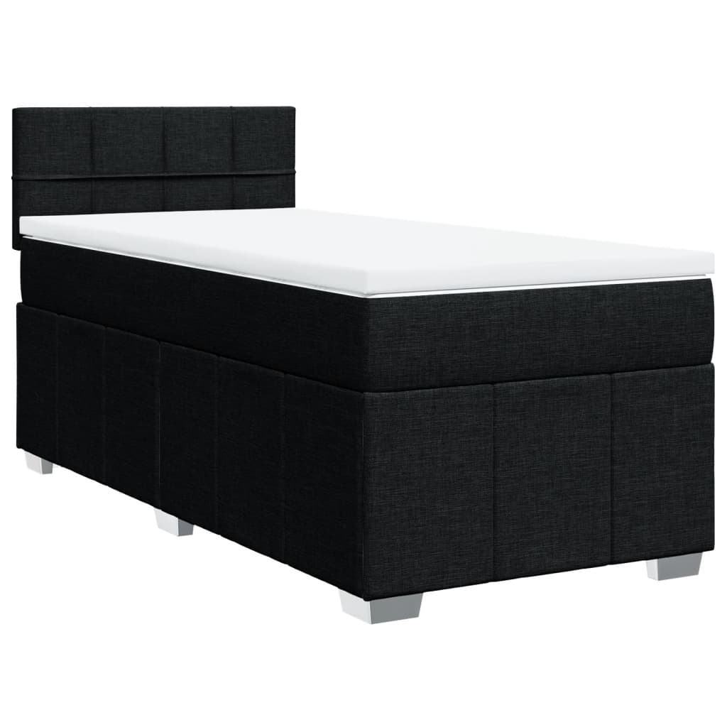 Boxspring met matras stof zwart 90x200 cm – afbeelding 3