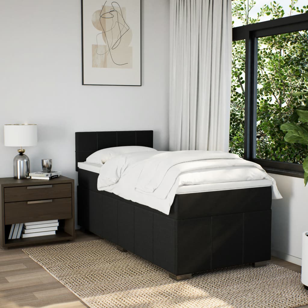 Boxspring met matras stof zwart 90x200 cm – afbeelding 4