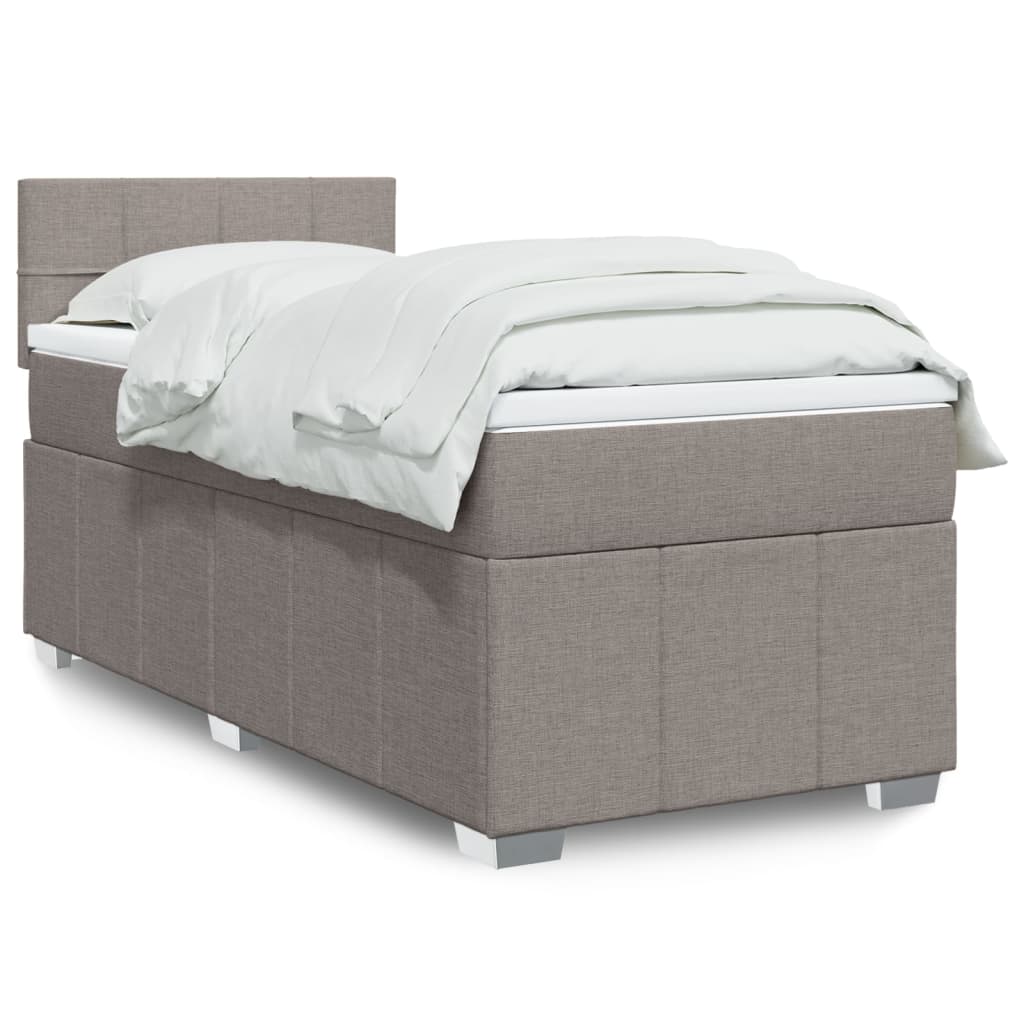Boxspring met matras stof taupe 90x200 cm – afbeelding 1