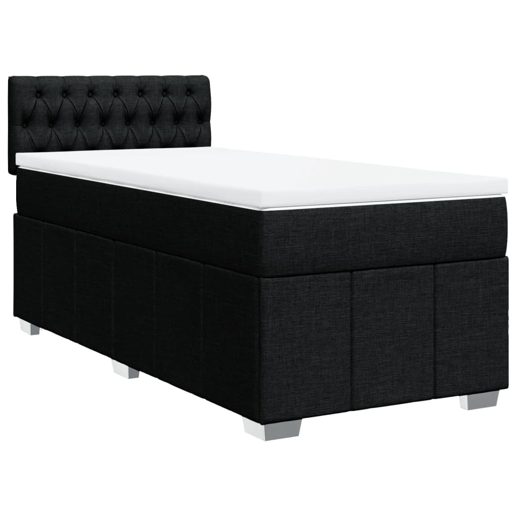 Boxspring met matras stof zwart 90x200 cm – afbeelding 3