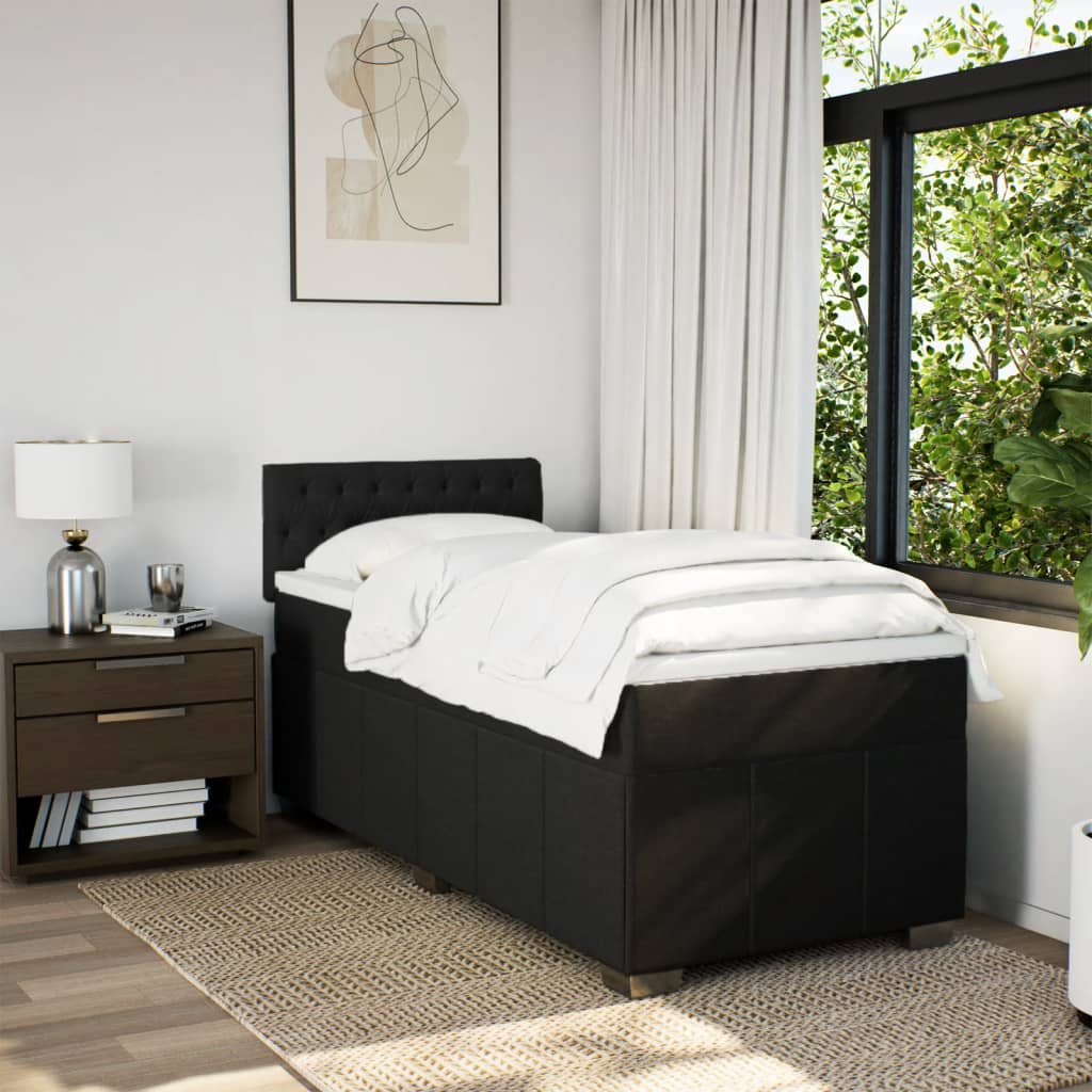 Boxspring met matras stof zwart 90x200 cm – afbeelding 4