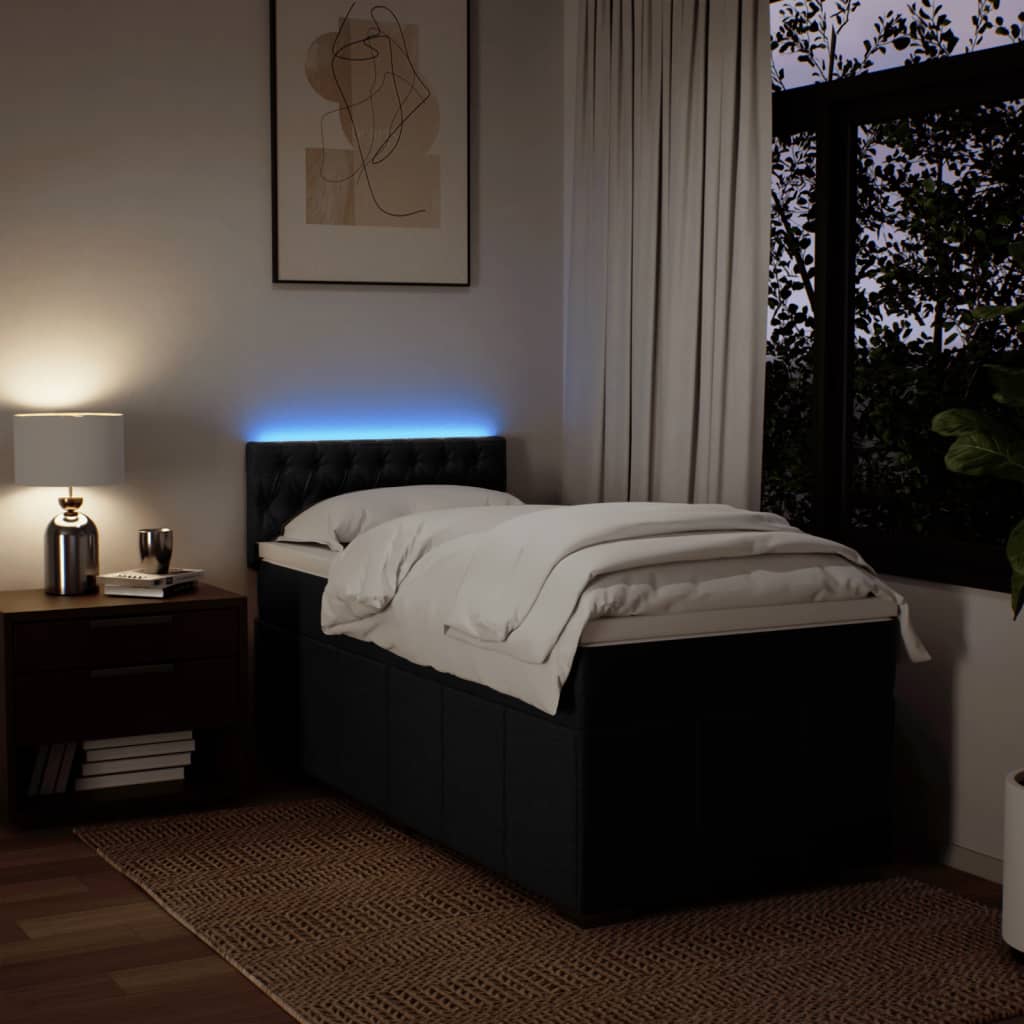 Boxspring met matras stof zwart 90x200 cm – afbeelding 5