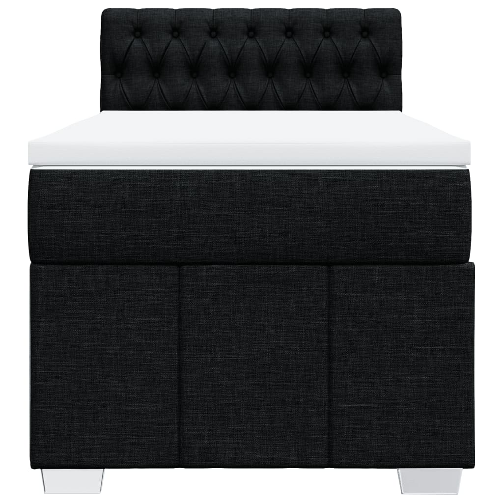 Boxspring met matras stof zwart 90x200 cm – afbeelding 6