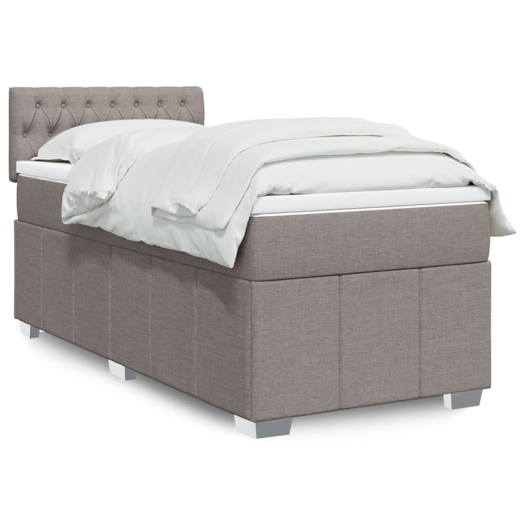 Boxspring met matras stof taupe 90x200 cm – afbeelding 1