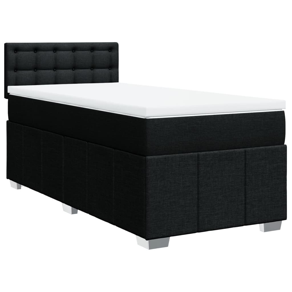 Boxspring met matras stof zwart 90x200 cm – afbeelding 3