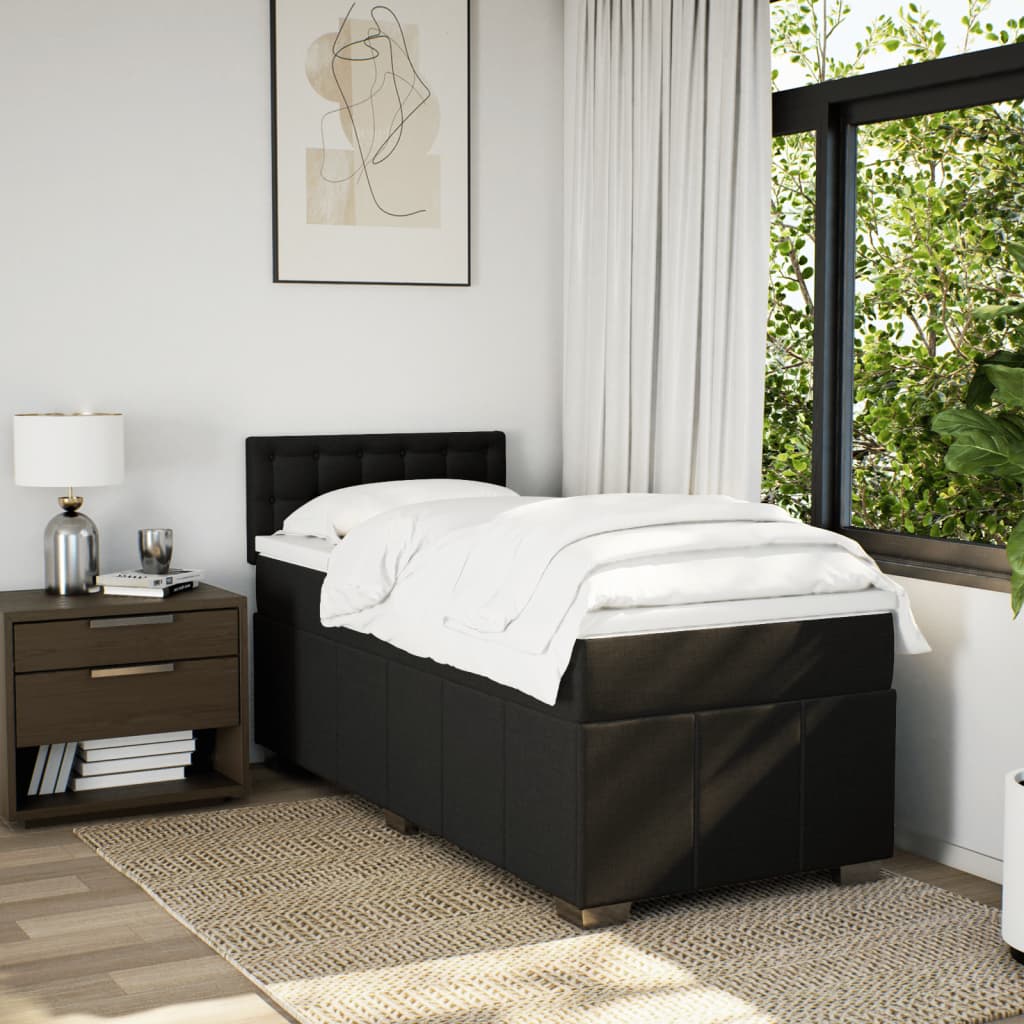 Boxspring met matras stof zwart 90x200 cm – afbeelding 4