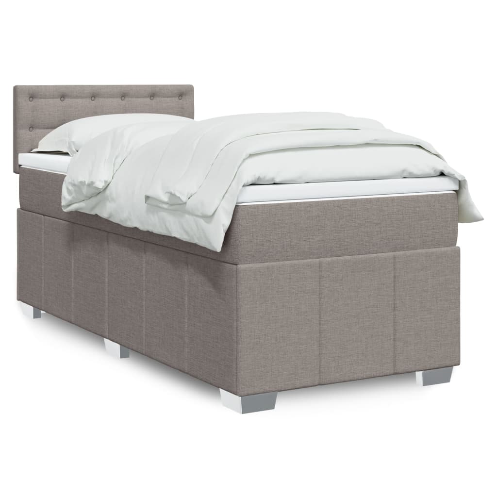 Boxspring met matras stof taupe 90x200 cm – afbeelding 1