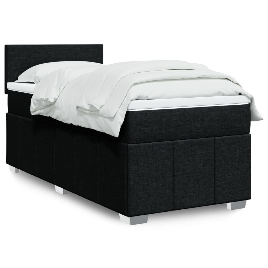 Boxspring met matras stof zwart 100x200 cm – afbeelding 1