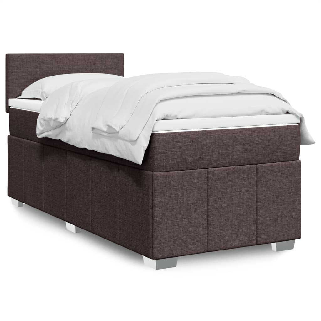 Boxspring met matras stof donkerbruin 100x200 cm – afbeelding 1