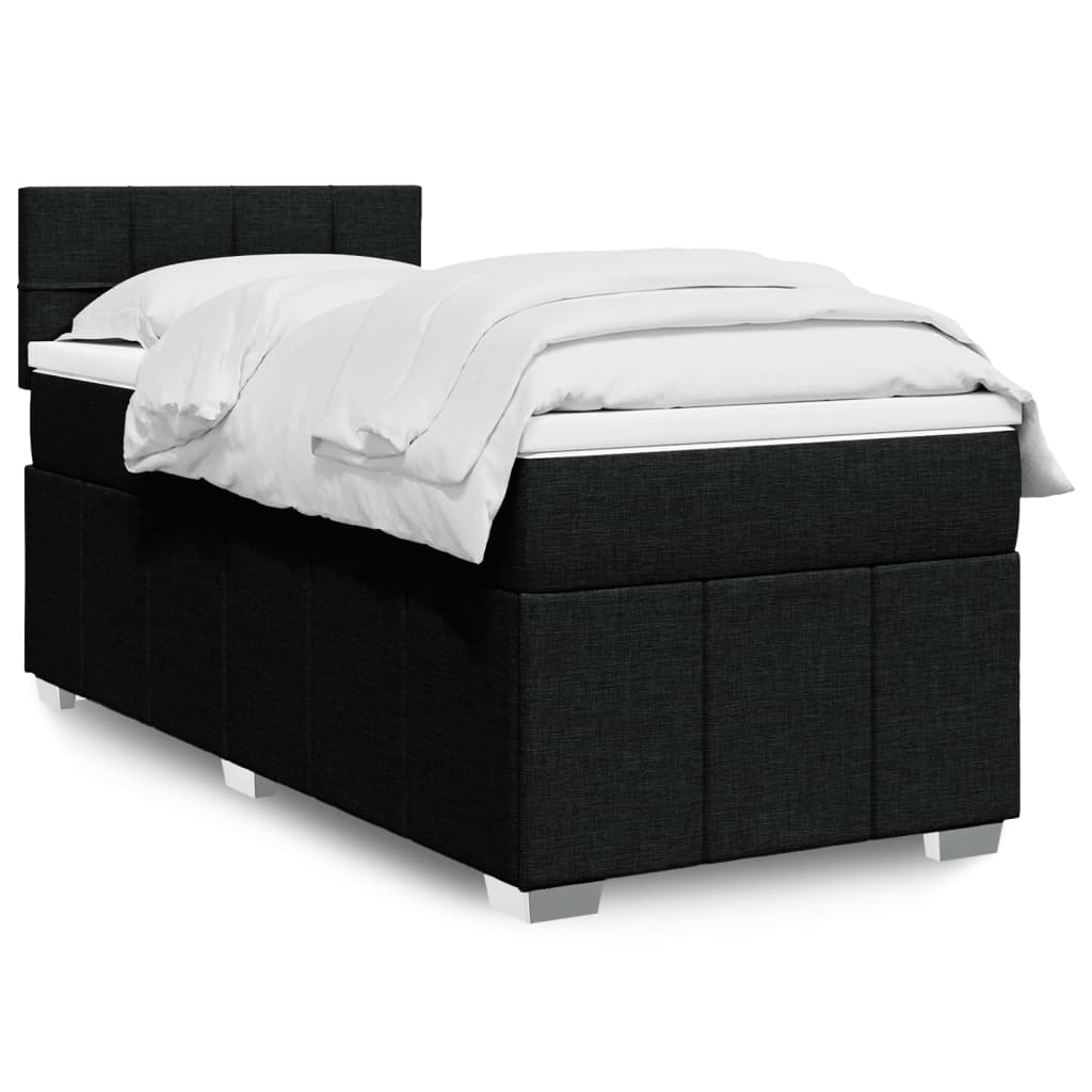 Boxspring met matras stof zwart 100x200 cm – afbeelding 1