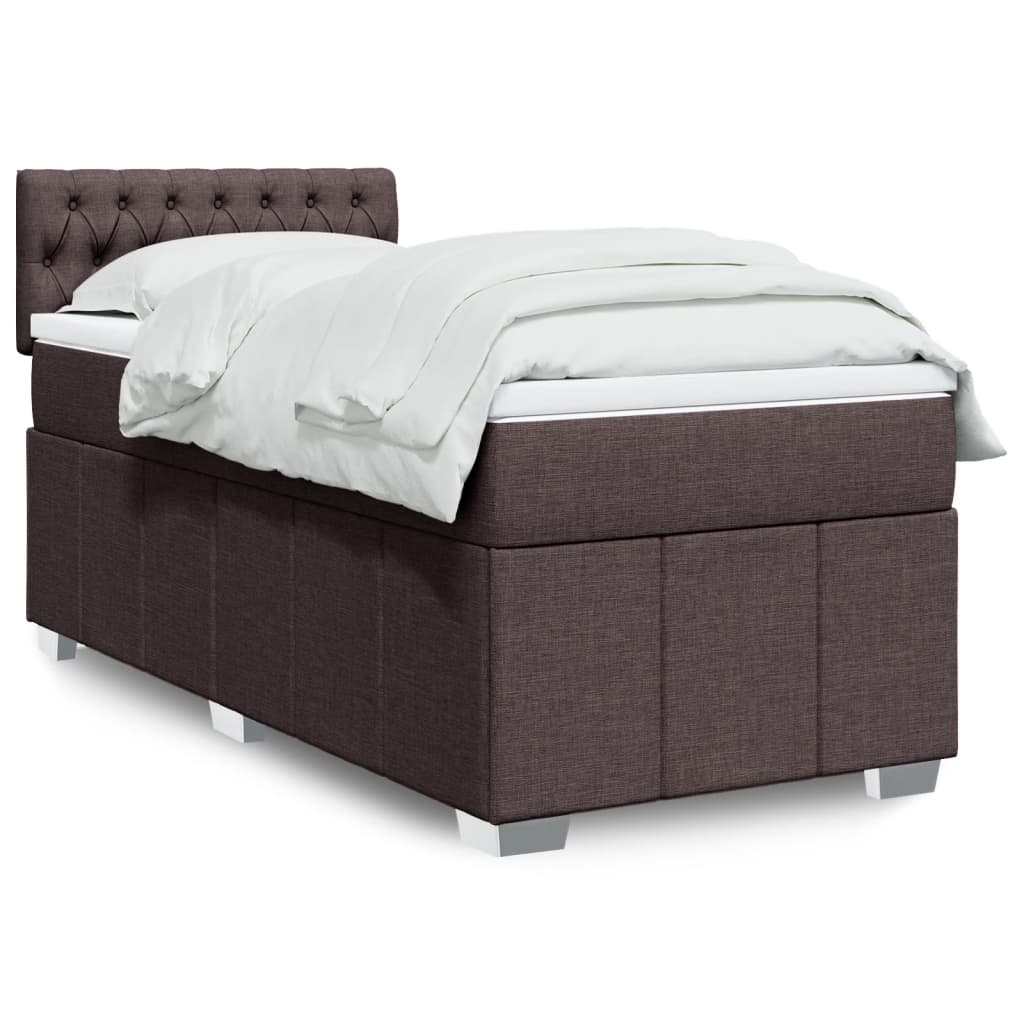 Boxspring met matras stof donkerbruin 100x200 cm – afbeelding 1