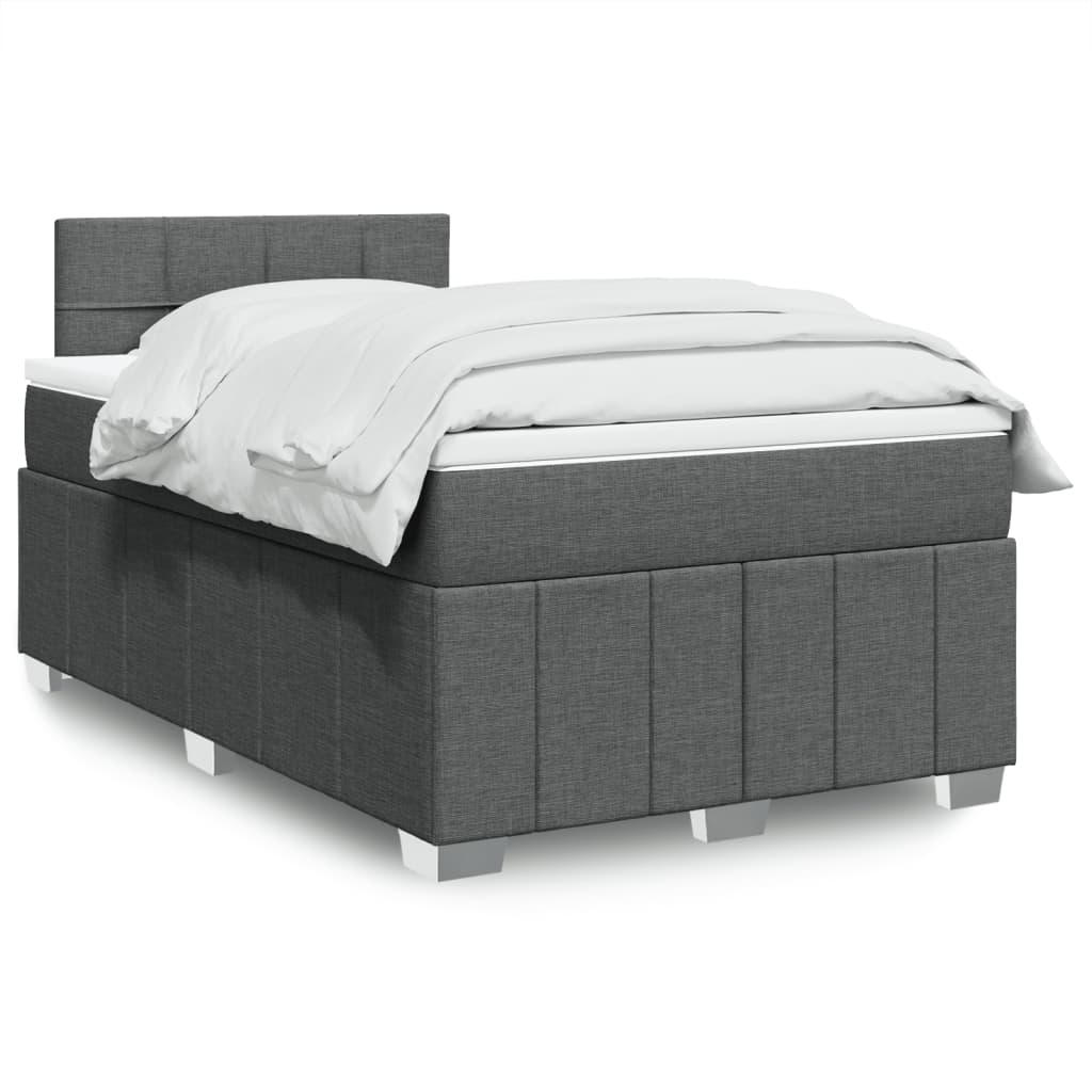 Boxspring met matras stof donkergrijs 120x190 cm – afbeelding 1