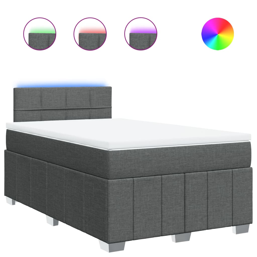 Boxspring met matras stof donkergrijs 120x190 cm – afbeelding 2
