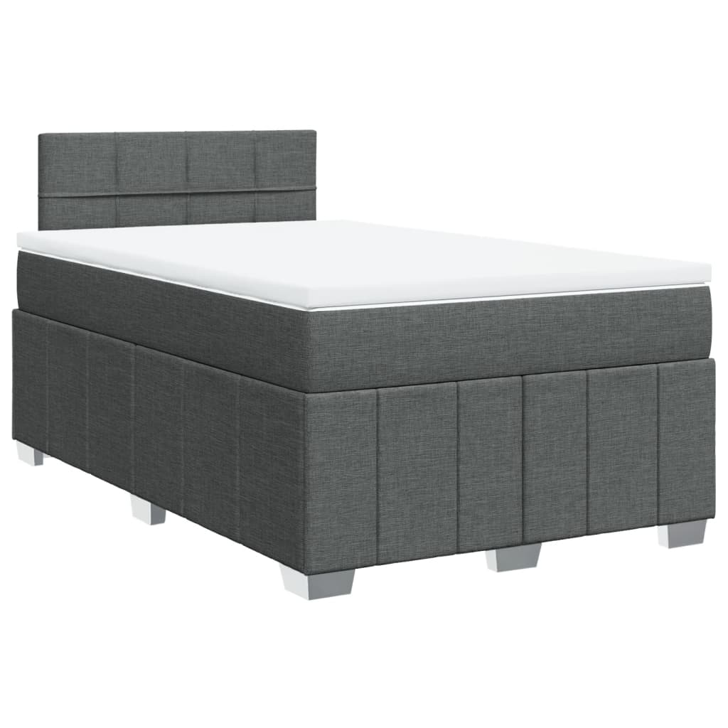 Boxspring met matras stof donkergrijs 120x190 cm – afbeelding 3