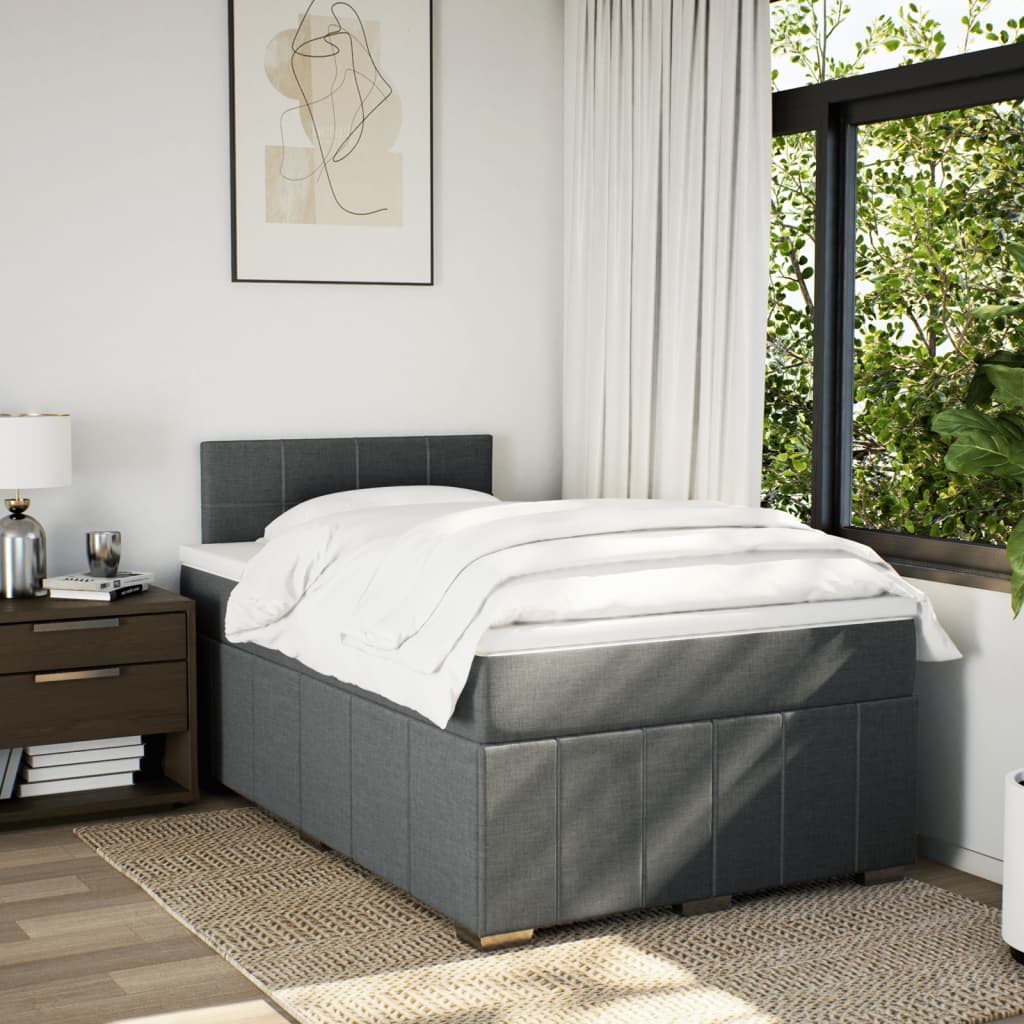 Boxspring met matras stof donkergrijs 120x190 cm – afbeelding 5