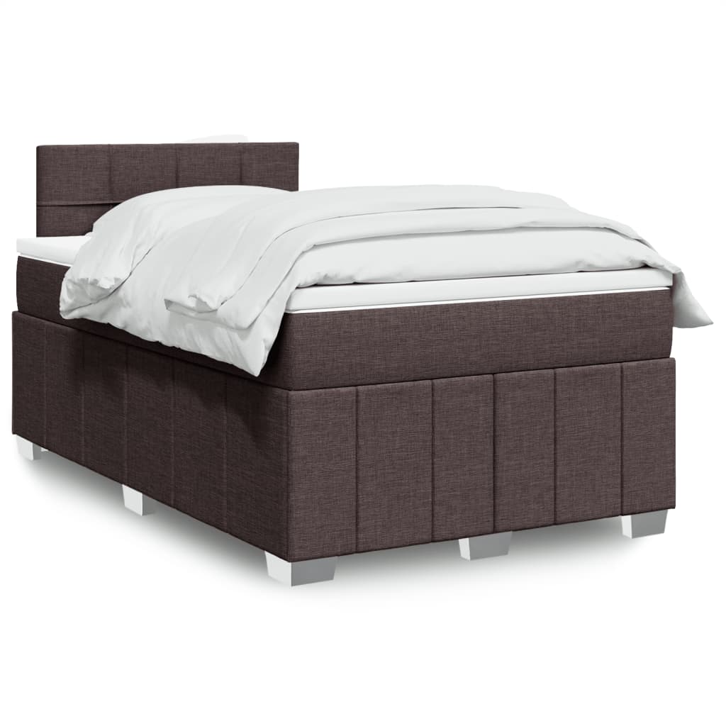 Boxspring met matras stof donkerbruin 120x190 cm – afbeelding 1