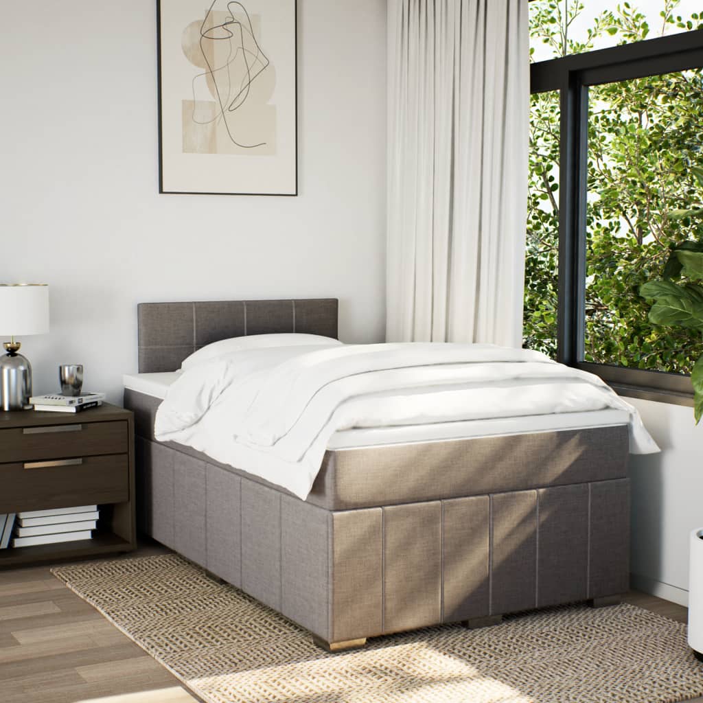 Boxspring met matras stof taupe 120x190 cm – afbeelding 5
