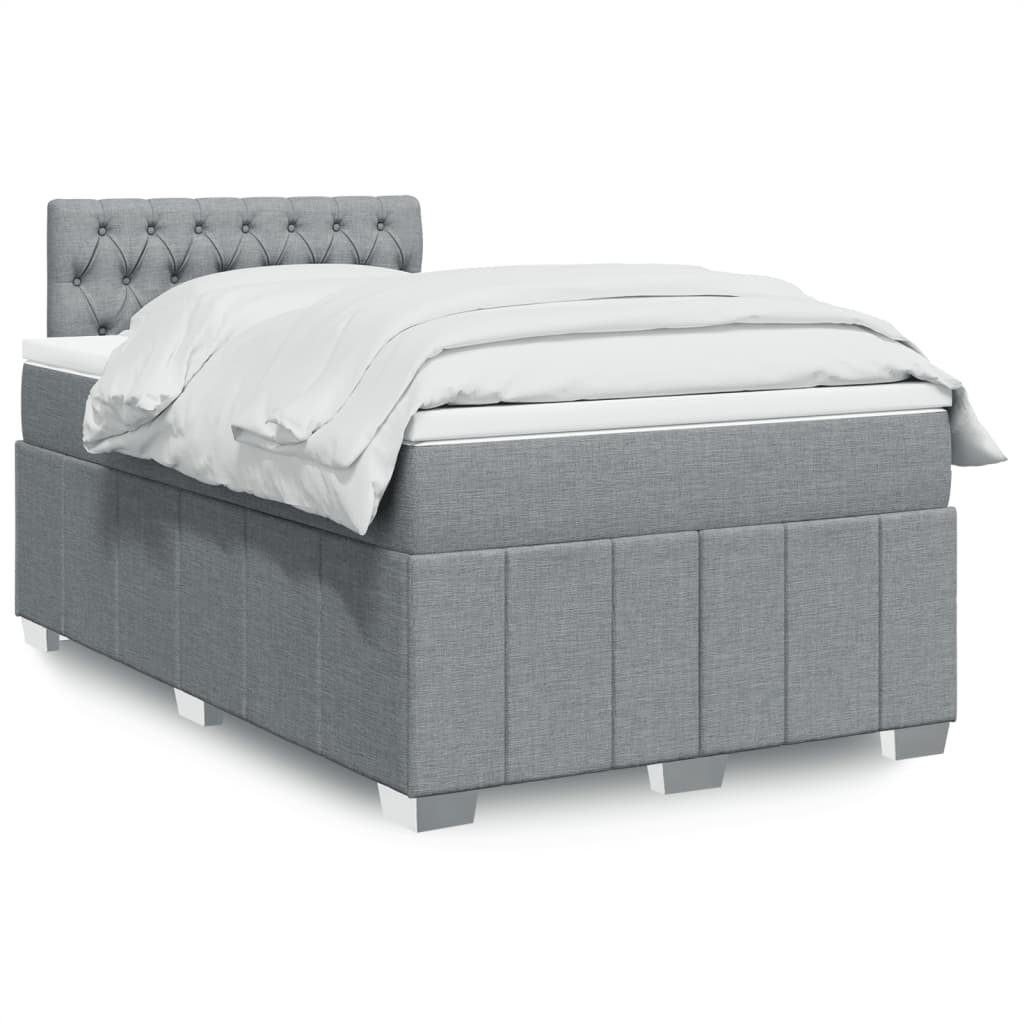 Boxspring met matras stof lichtgrijs 120x190 cm – afbeelding 1