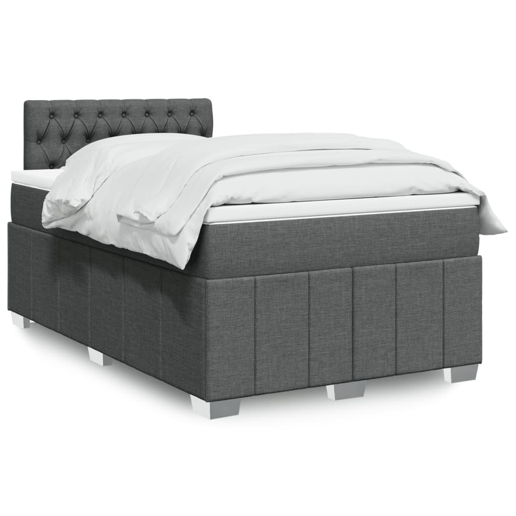 Boxspring met matras stof donkergrijs 120x190 cm – afbeelding 1