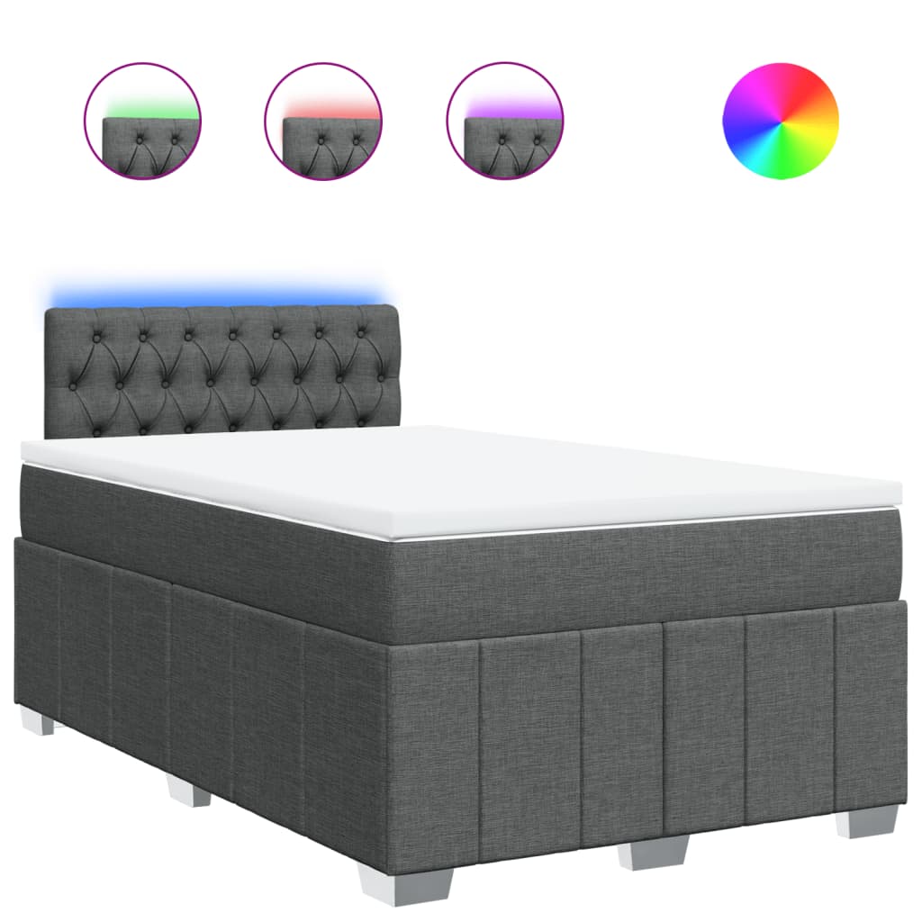 Boxspring met matras stof donkergrijs 120x190 cm – afbeelding 2