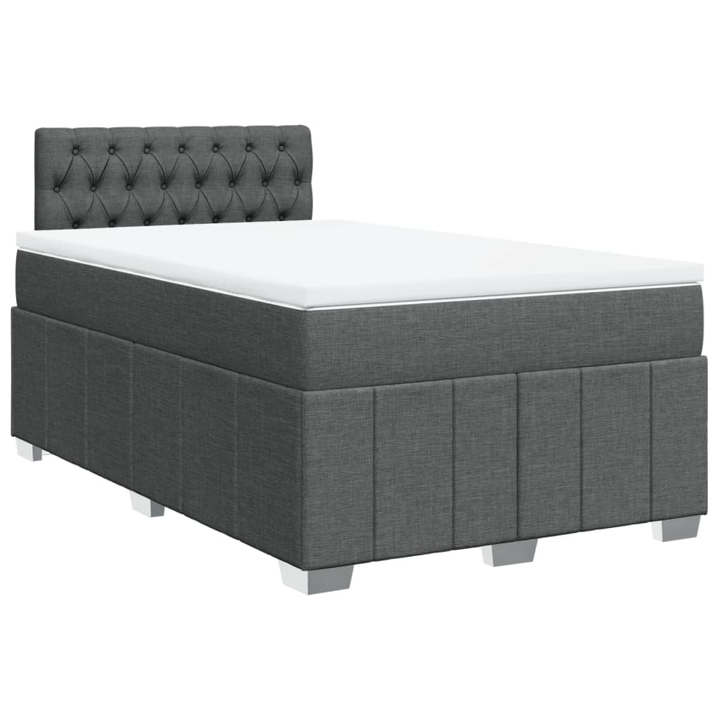 Boxspring met matras stof donkergrijs 120x190 cm – afbeelding 3