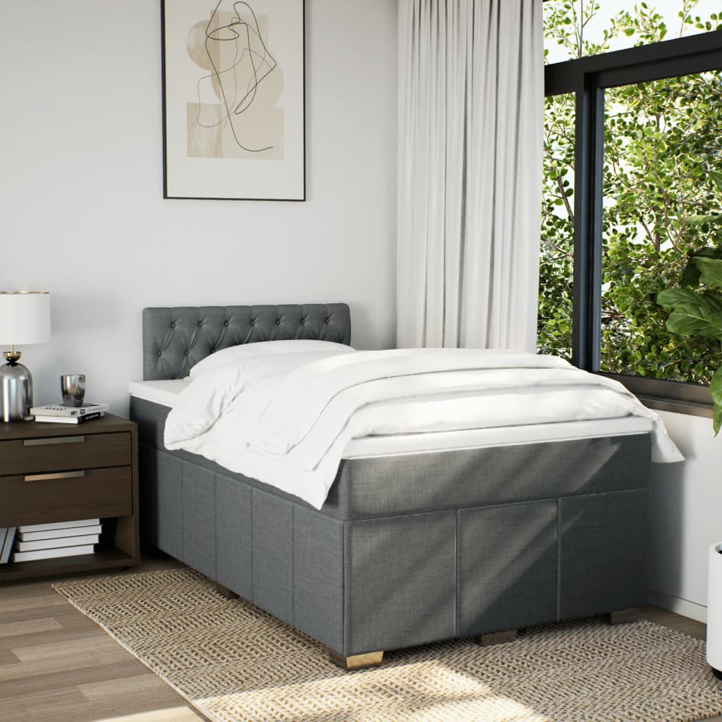 Boxspring met matras stof donkergrijs 120x190 cm – afbeelding 5
