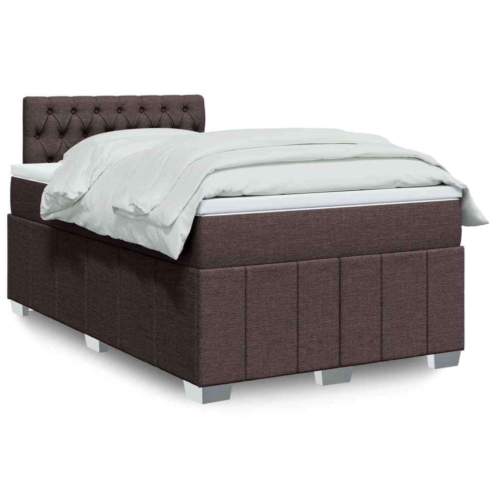 Boxspring met matras stof donkerbruin 120x190 cm – afbeelding 1