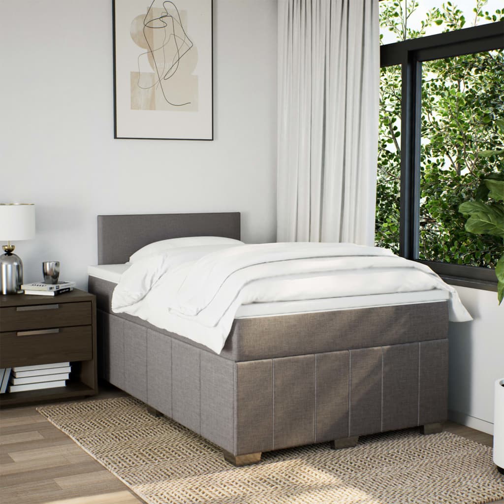 Boxspring met matras stof taupe 120x200 cm – afbeelding 4