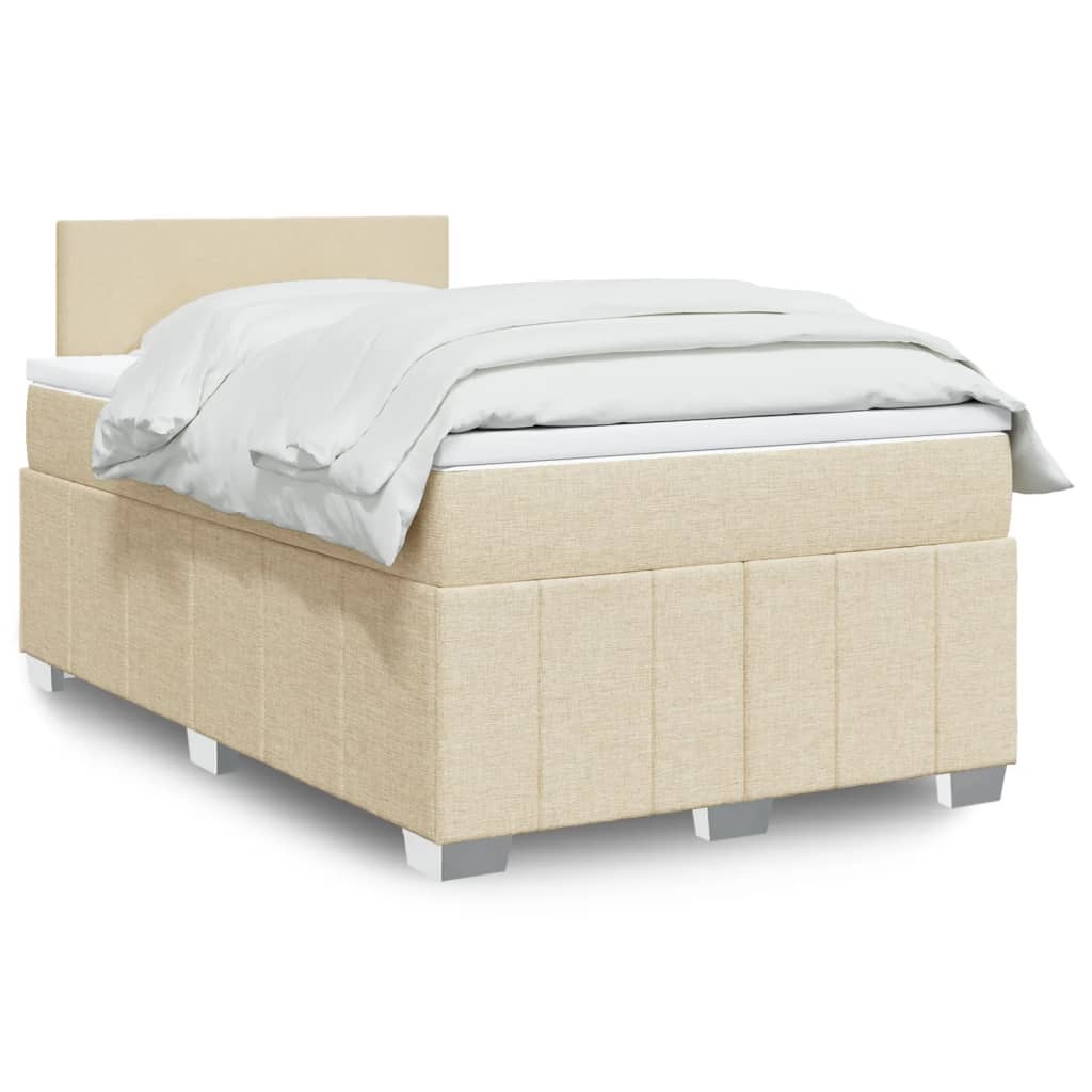 Boxspring met matras stof crèmekleurig 120x200 cm – afbeelding 1